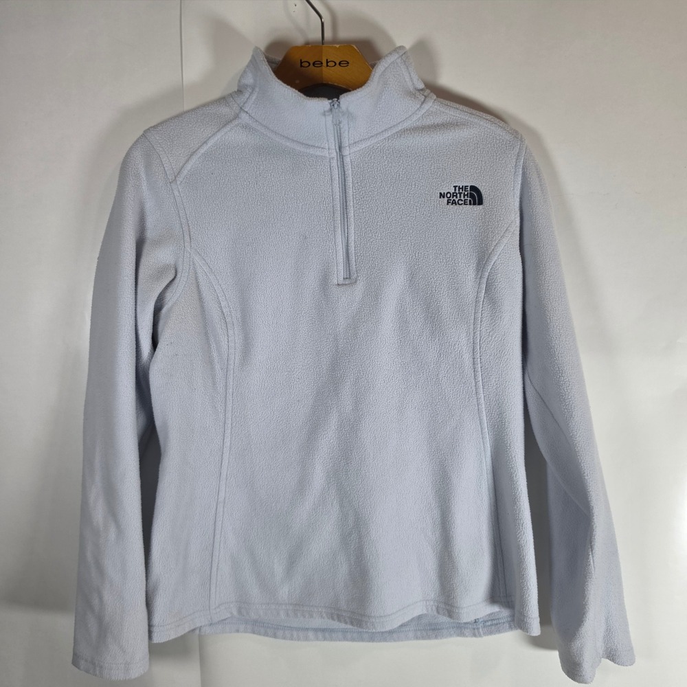 The North Face Womens Light Blue TKA 100 Quarter Zip Fleece Pullover Medium